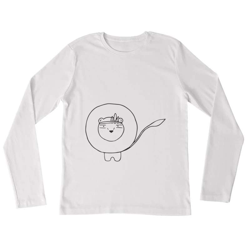 Dessin de lion adorable en ligne Femme Manches Longues T-Shirt