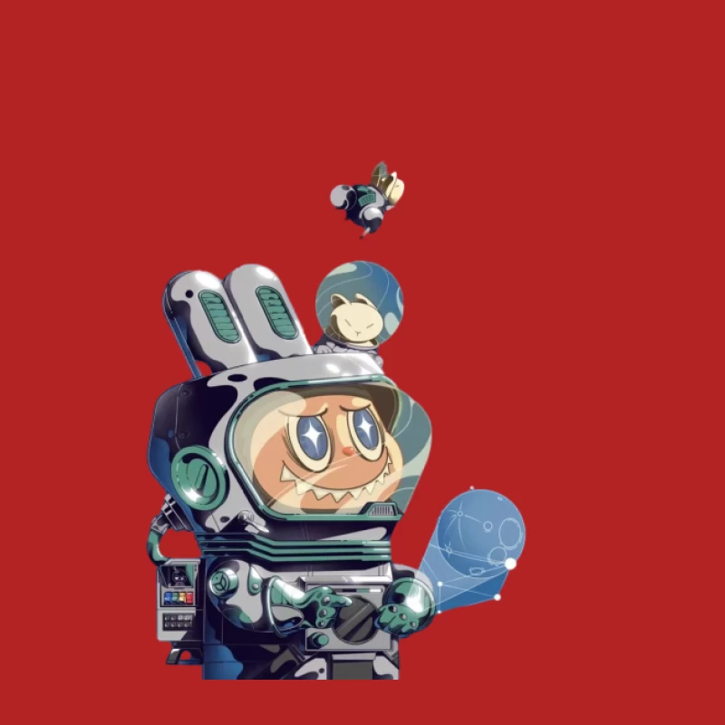 Roboter im Weltraumanzug mit Eichhörnchen Herren T-Shirt