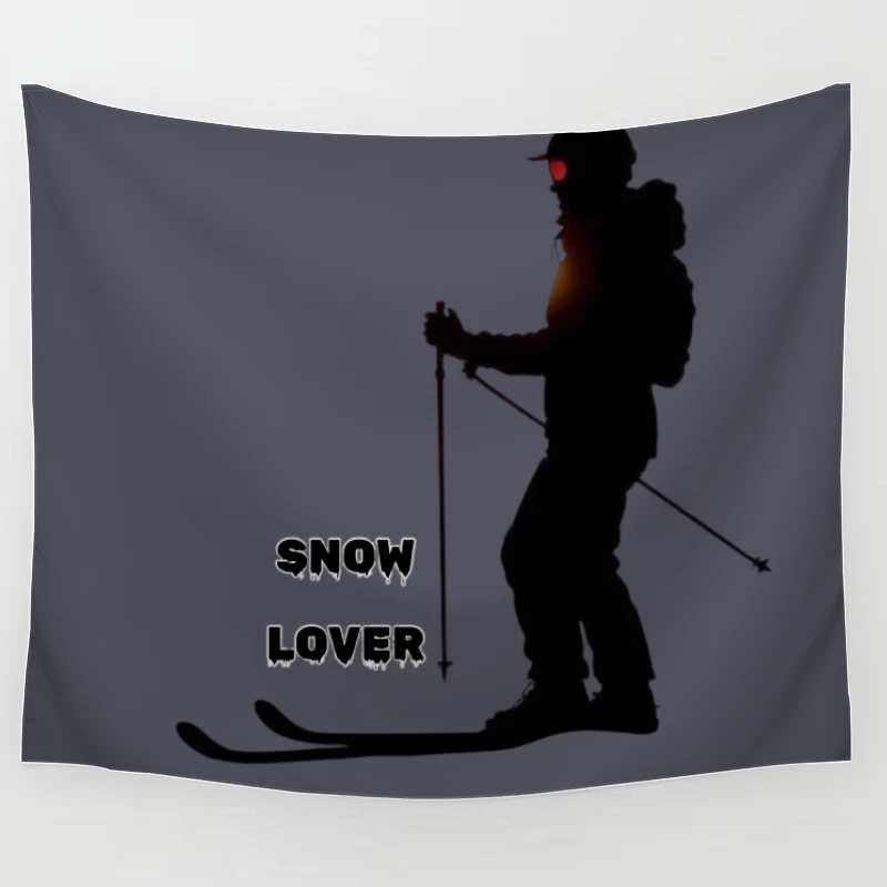 Silhouette of Snow Lover Skiing Tapestry