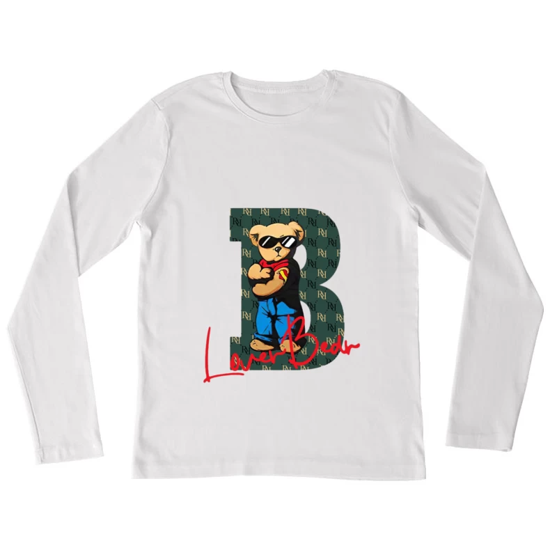 Stilvoller Bär mit Sonnenbrille Damen Langarm T-Shirt