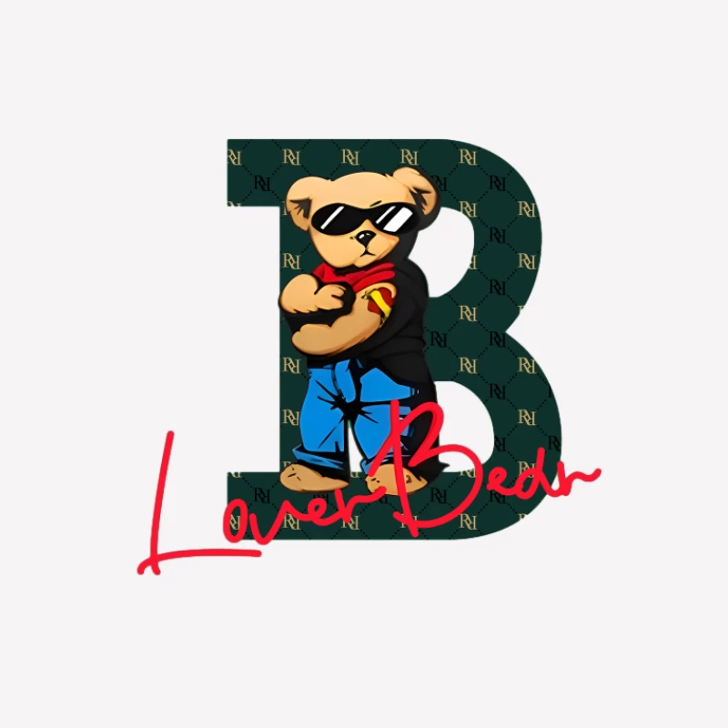 Lässiger Bären-Style mit Buchstabe B Herren T-Shirt