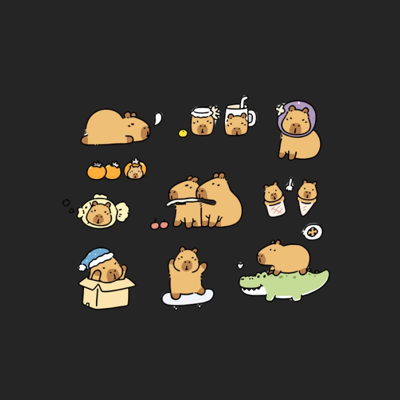 Illustrations mignonnes de capybara dans des scènes amusantes Femme Sweat-shirt à enfiler