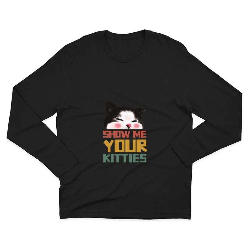 Lustiger Katzenkopf mit Text Herren Langarm T-Shirt