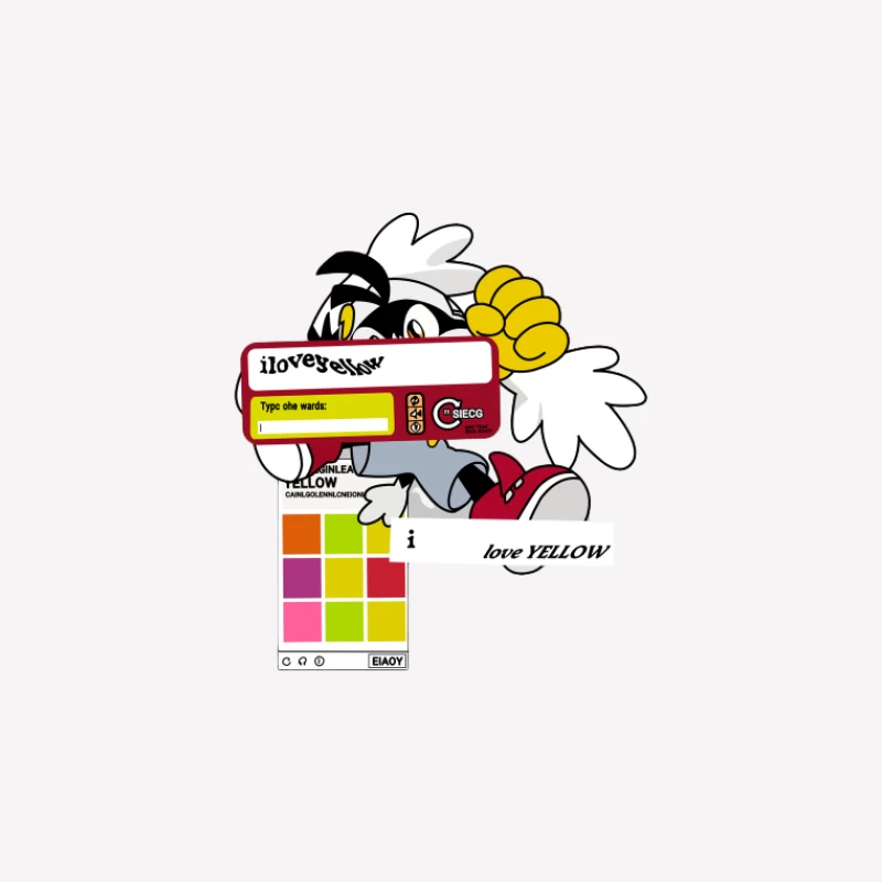 Amour du jaune et design de bande dessinée Homme T-Shirt