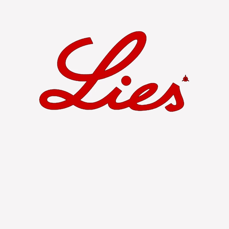 Red Cursive "Lies" Typography Logo Male T-Shirt