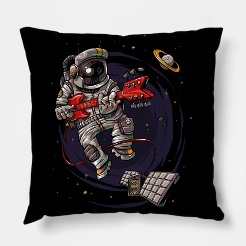 Astronaut Rocker in Space Throw Pillow