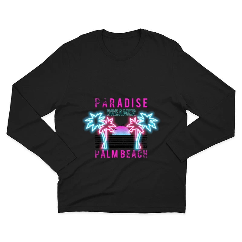 Rêve de Palm Beach: Paradis Neon Homme Manches Longues T-Shirt