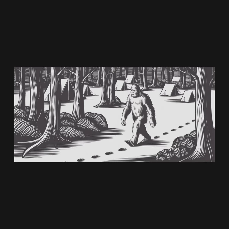 Mysterious Bigfoot Sighting in Forested Campground Mouse Pad