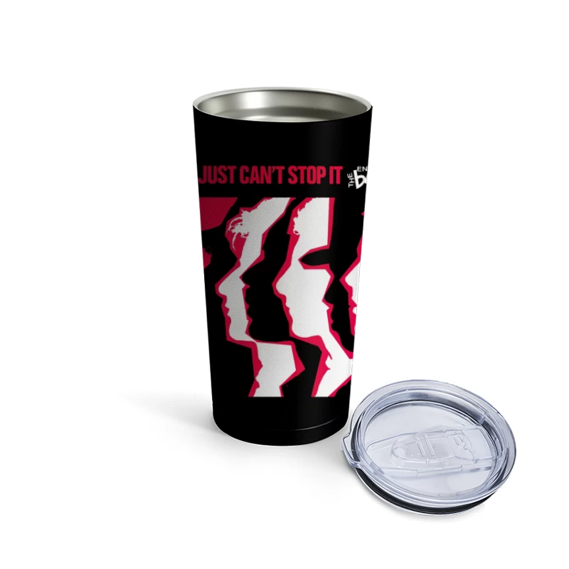 "I Just Can't Stop It" Abstract Red and White Album Cover Travel Mug