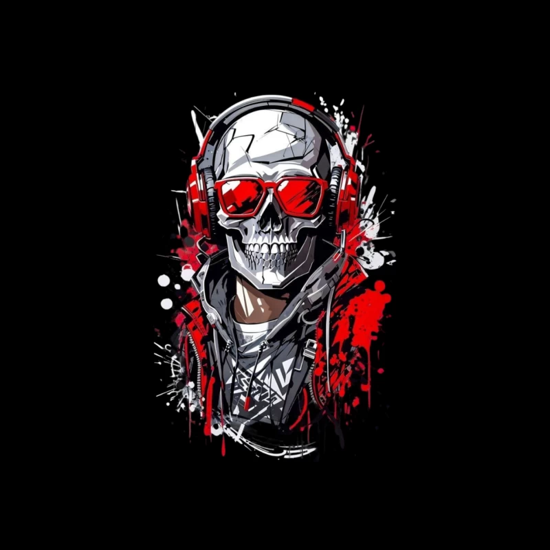 Cool Urban Skull with Headphones Mouse Pad
