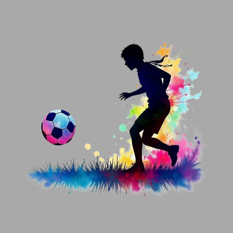 Silhouette of a Soccer Player with Color Splash Male Pullover Hoodie