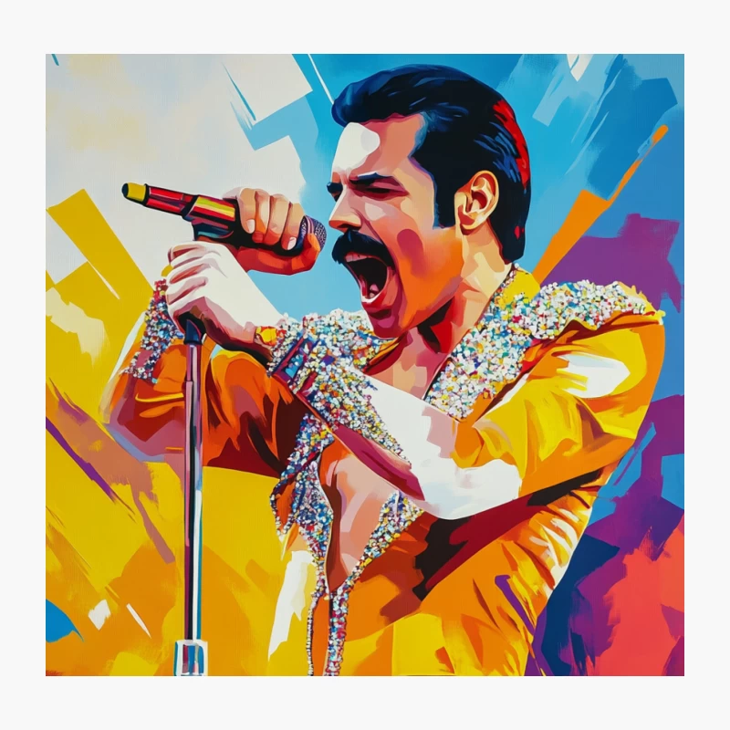 Energetic Rock Star's Colorful Performance Throw Pillow