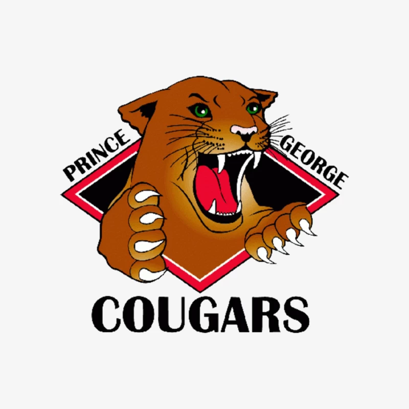 Prince George Cougars Sports Team Logo with Fierce Cougar Mascot Female Pullover Sweatshirt