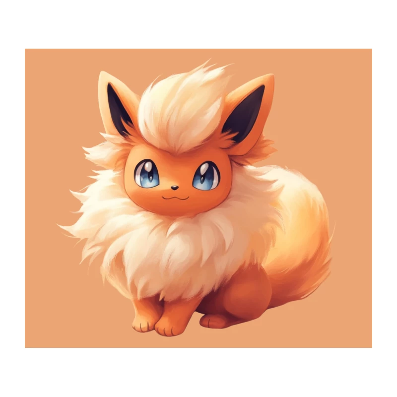 Cute Fluffy Flareon Pokemon Digital Art Tapestry