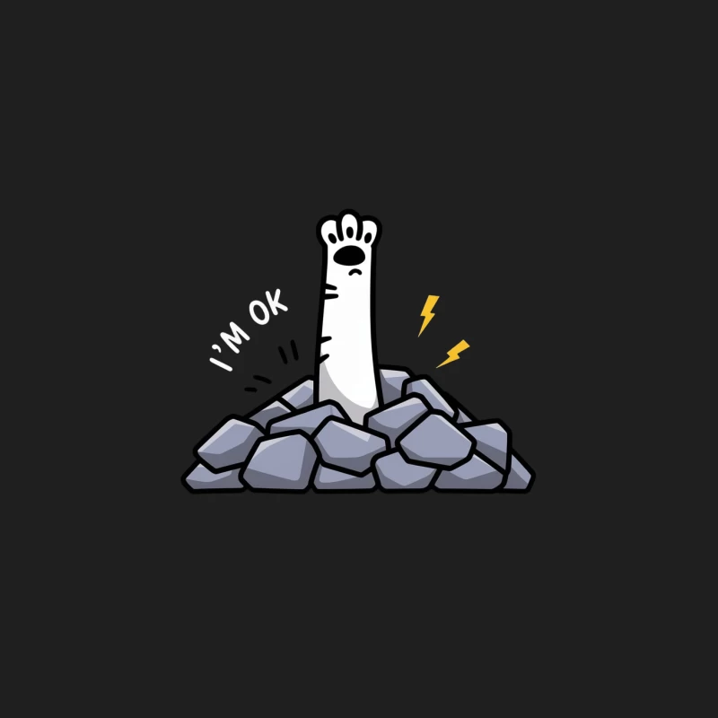 Cute Cartoon Paw Emerging from Rock Pile with Lightning Male Tank Top