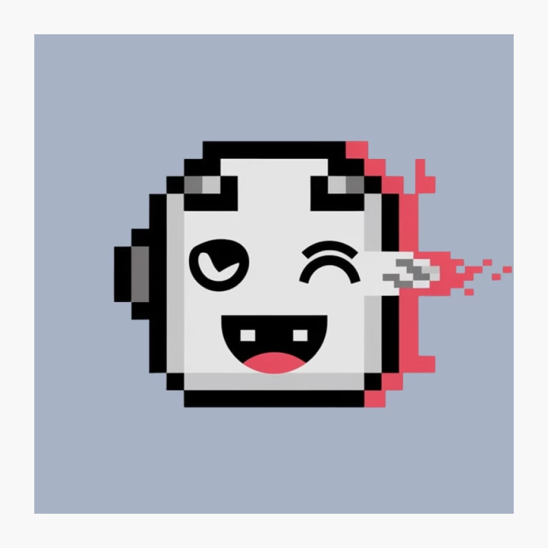 Cute 8-bit Pixel Art Winking Emoji Pin