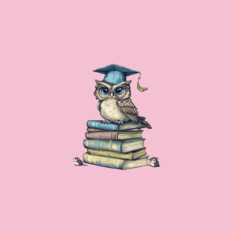 Wise Owl Graduate: Scholarly Bird Perched on Stack of Books Bucket Hat