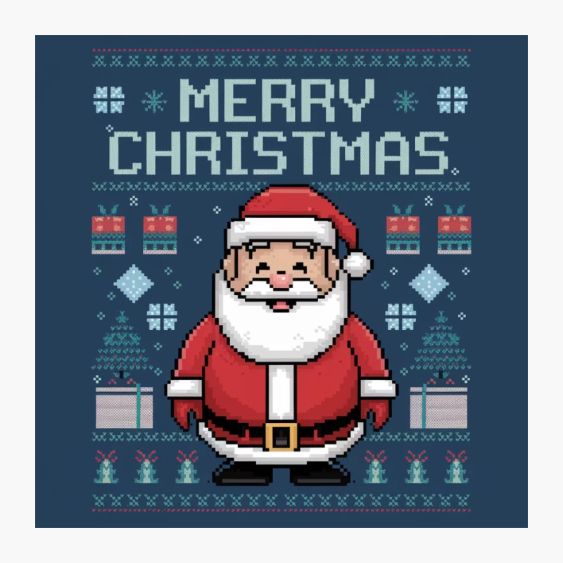 Retro Pixel Art Christmas Santa Sweater Design Pin
