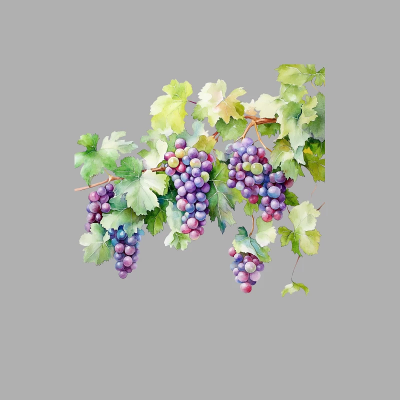 Watercolor Illustration of Purple Grapes and Vine Leaves Male Tank Top