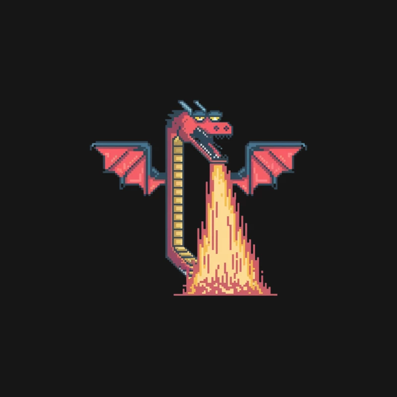 Fire-Breathing Pixel Dragon: Fantasy Creature in Retro Gaming Style Female Long Sleeve T-Shirt