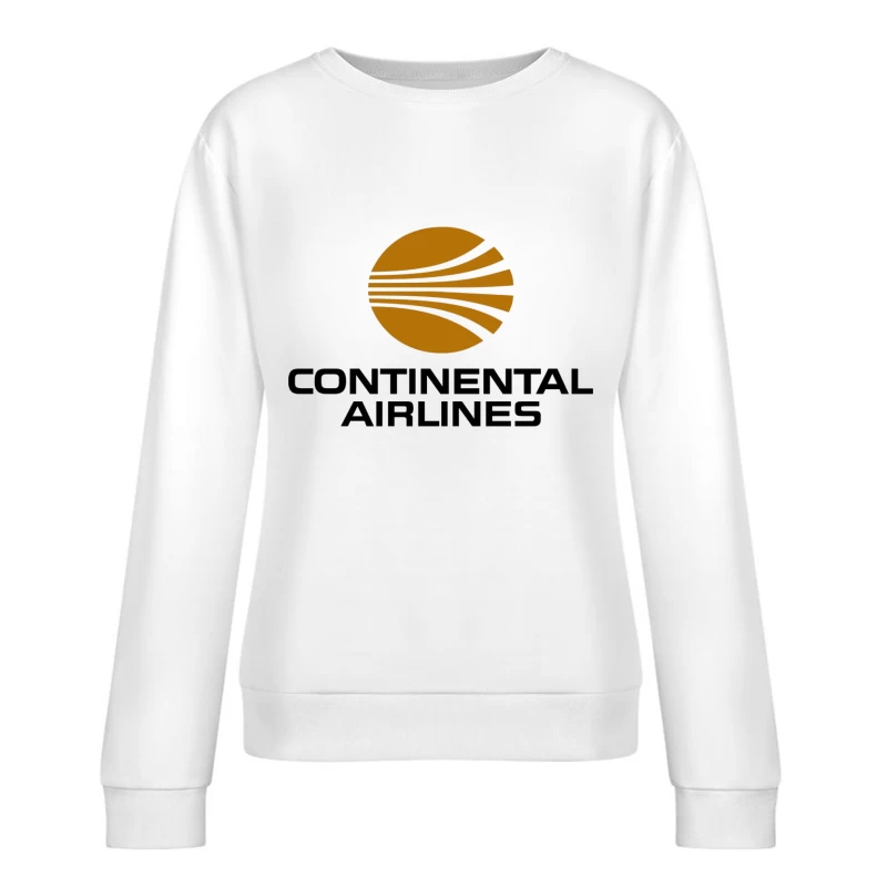 Continental Airlines Vintage Corporate Logo with Gold Globe Design Female Pullover Sweatshirt