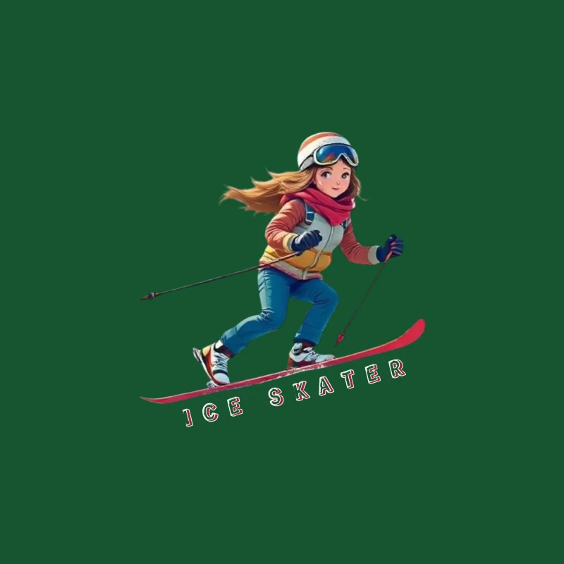 Animated Ice Skater in Winter Sports Gear Travel Mug