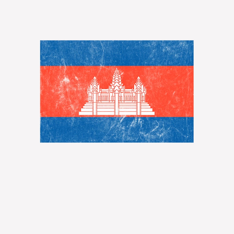 Cambodian Flag  Faded-Vintage Style Male T-Shirt