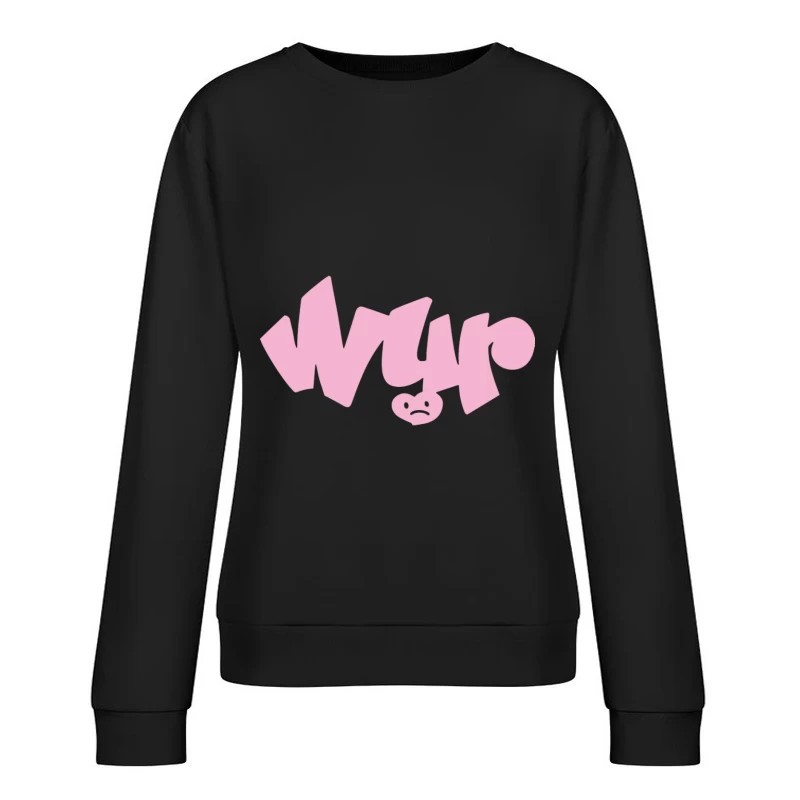 Rosa Graffiti Schriftzug mit traurigem Gesicht Damen Pullover Sweatshirt