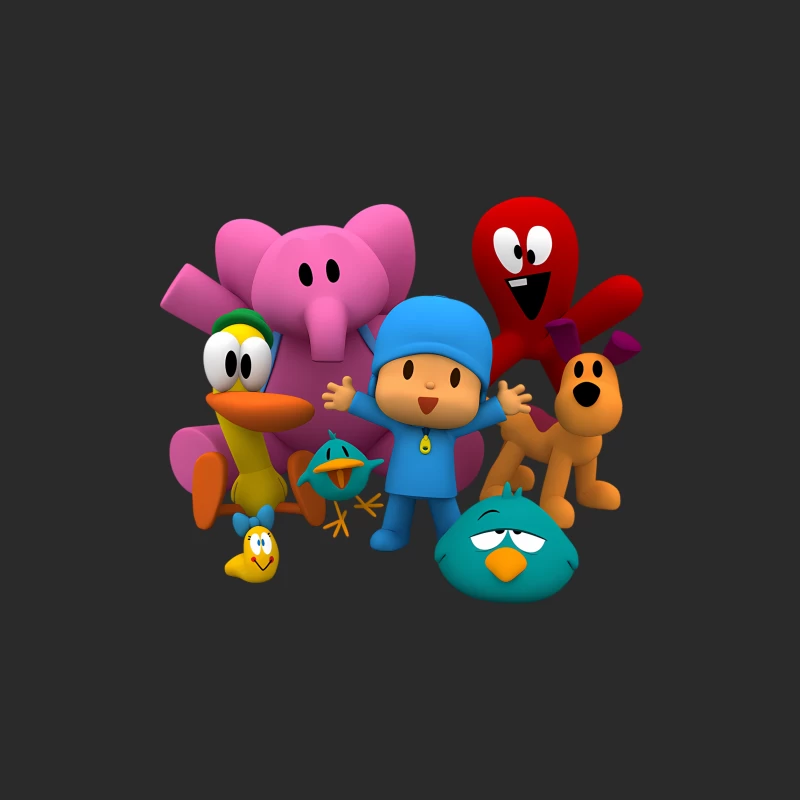 Colorful Cartoon Characters from Pocoyo Children's TV Show Baseball Cap