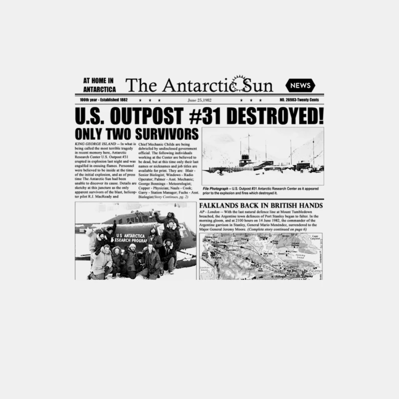 Antarctic Disaster and Falklands War: Historical Newspaper Headlines Male Tank Top