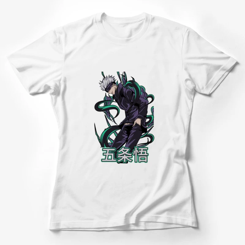Anime-Charakter mit dunklem Outfit und weißen Haaren Damen T-Shirt