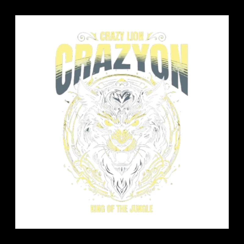 Fierce Tiger Tribal Art with "Crazyon" Typography Design Pin