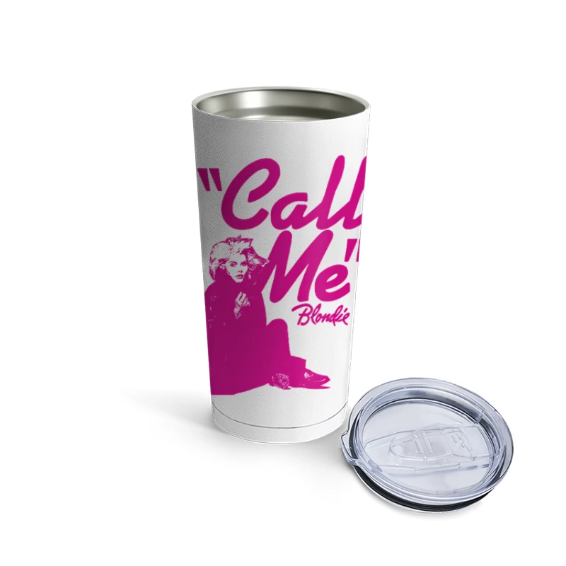 Vintage Pink "Call Me" Blondie Single Poster Travel Mug