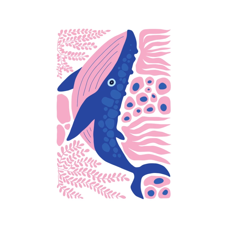 Whimsical Whale in a Coral Dream Pin