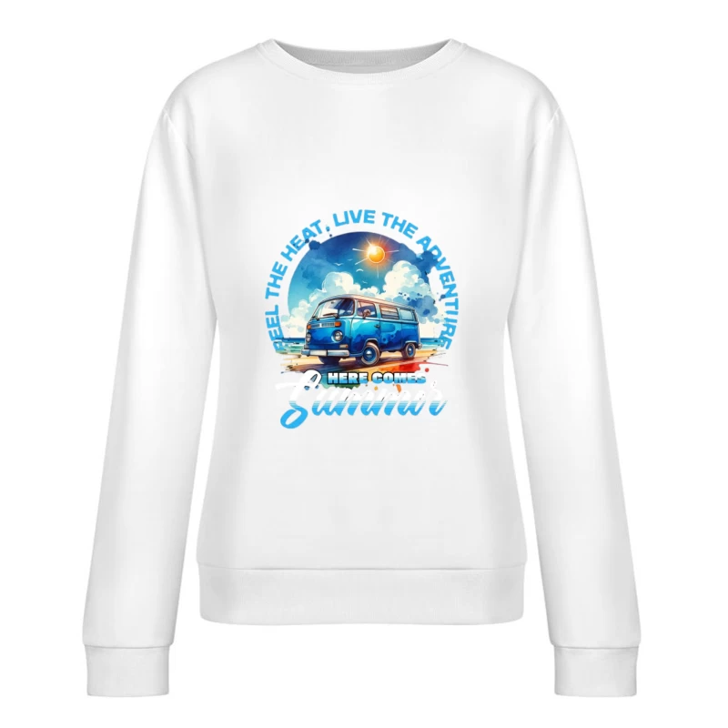 Aventure estivale avec van bleu Femme Sweat-shirt à enfiler