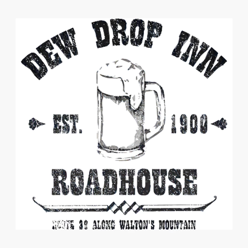 Dew Drop Inn, distressed Throw Pillow