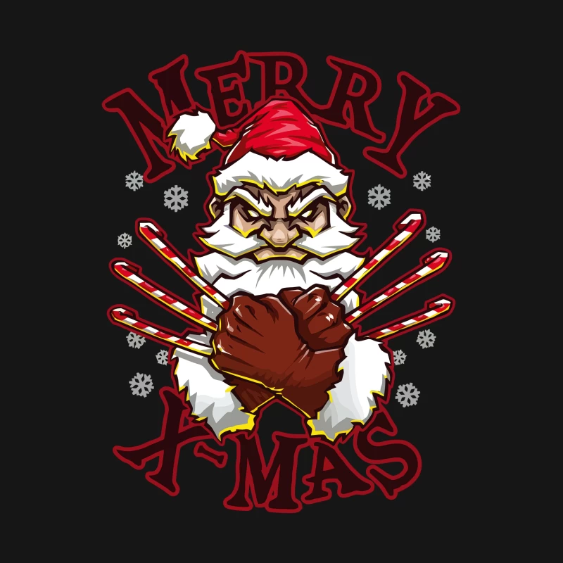 Muscle Santa: Merry X-Mas with Attitude Female T-Shirt