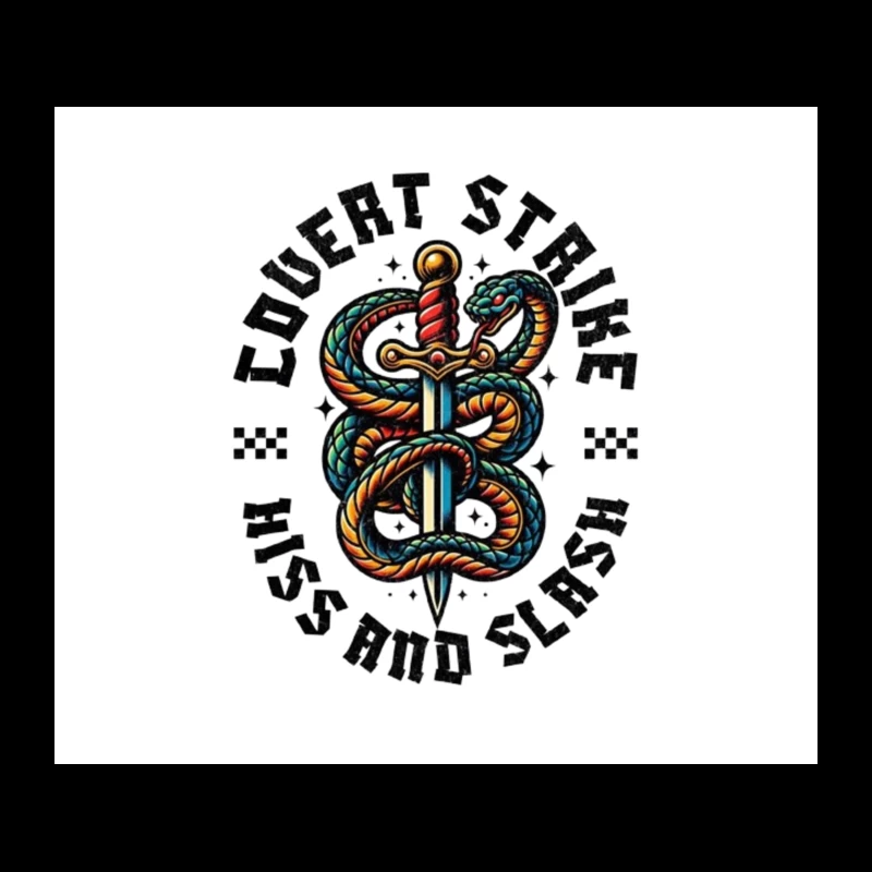 Traditional Snake and Dagger Logo Design - Covert Strike Emblem Tapestry