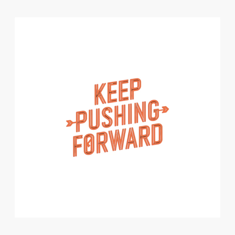 Motivational Orange Typography: Keep Pushing Forward Throw Pillow