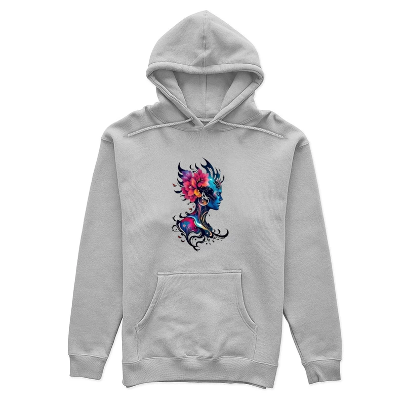 Colorful Abstract Silhouette with Flowers Female Pullover Hoodie