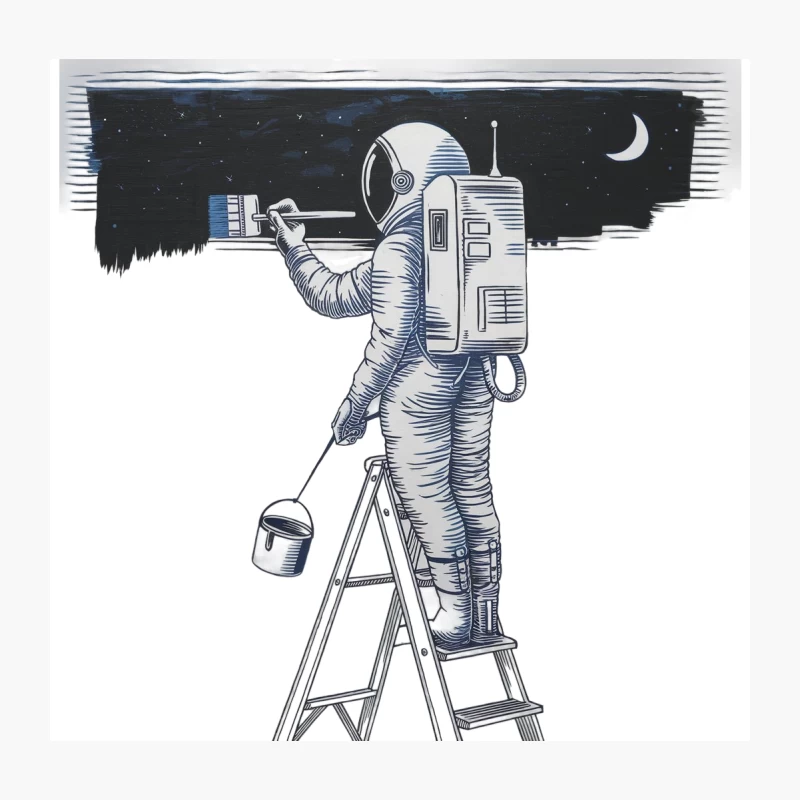 Retro Astronaut Painting the Night Sky Throw Pillow