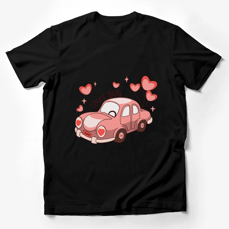 Rosa Liebesauto Cartoon Herren T-Shirt