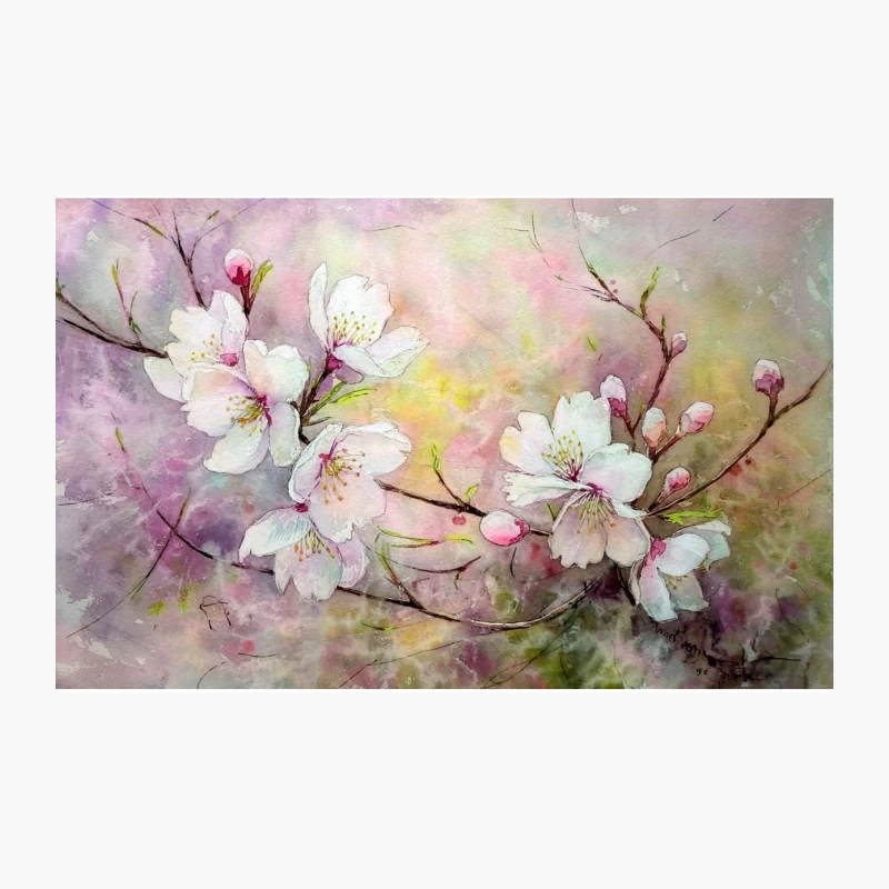 Delicate Cherry Blossoms: A Watercolor Spring Symphony Travel Mug