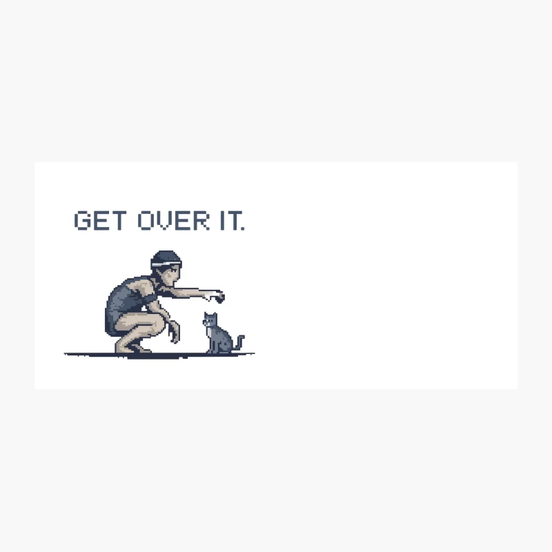 Pixelated Motivation: Human and Cat Overcoming Challenges Coffee Mug
