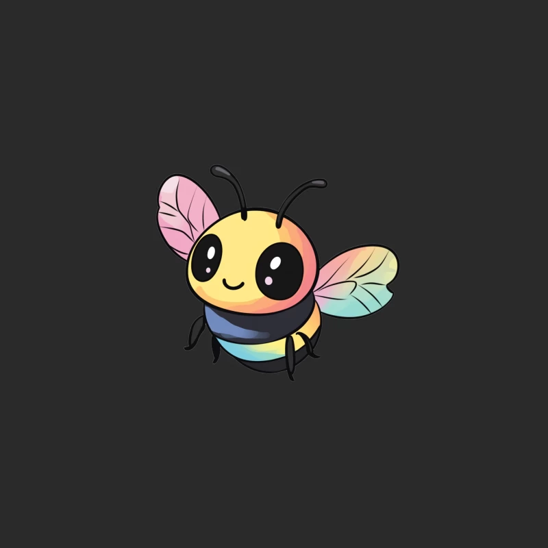 Adorable Cartoon Bee with Rainbow Wings Baseball Cap