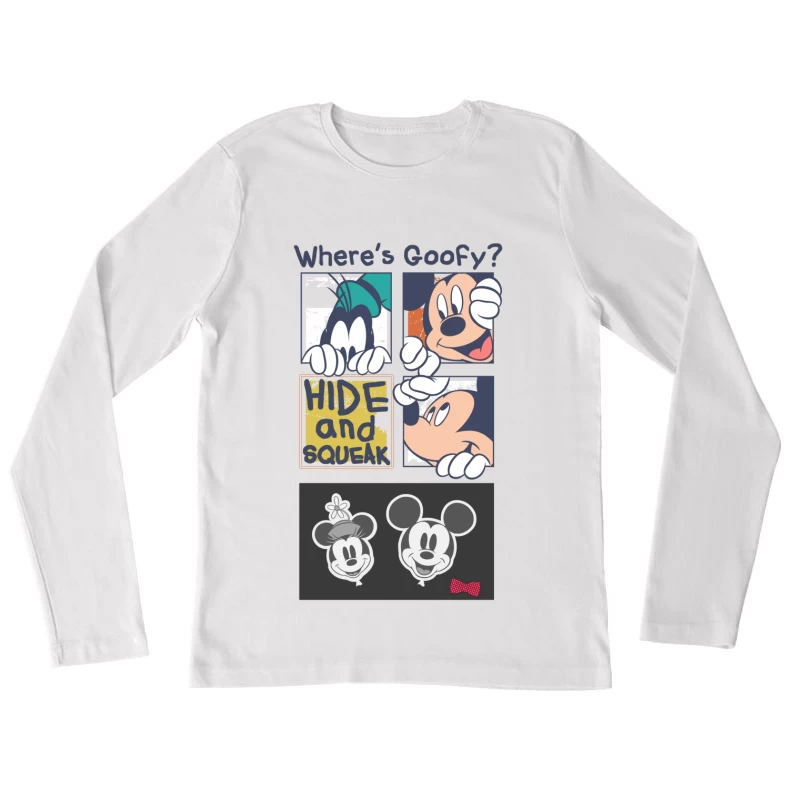 Wo ist Goofy? Verstecken und Quietschen Damen Langarm T-Shirt