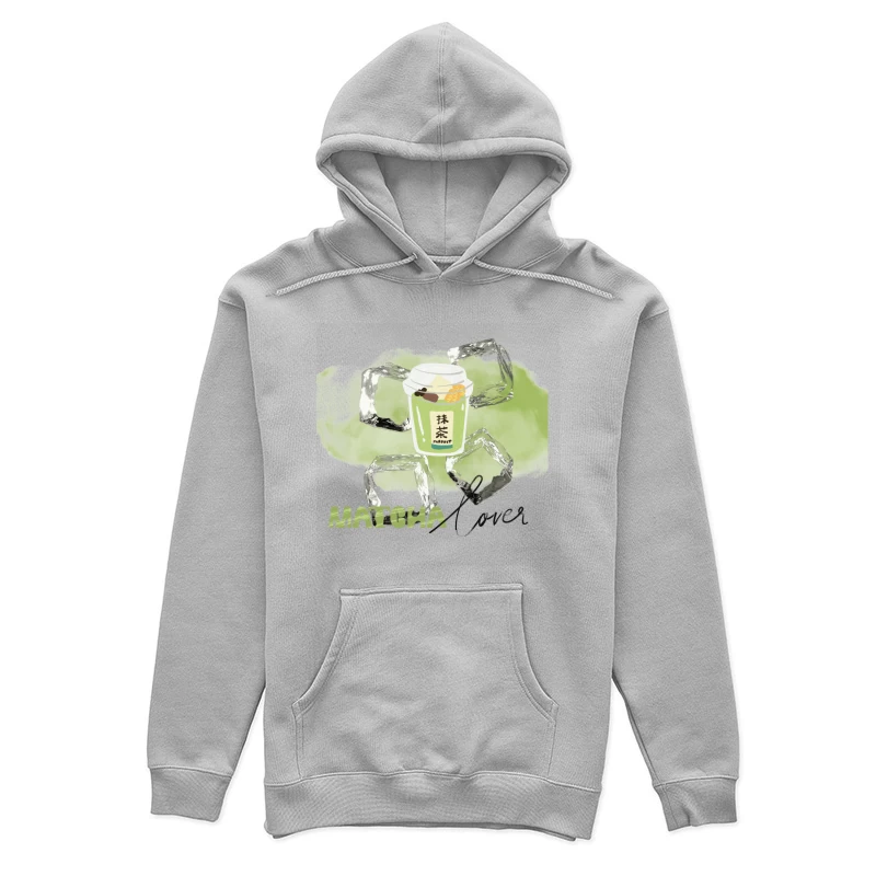 Cute Matcha Latte Cartoon in Glass Cup Female Pullover Hoodie