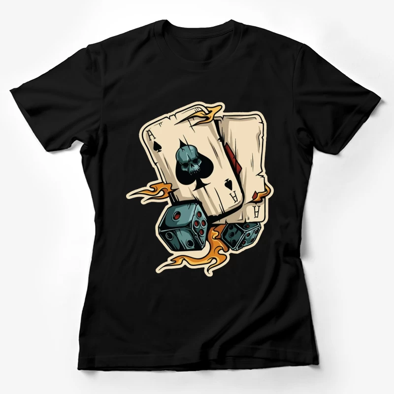 Flammenkarten und Würfel Damen T-Shirt