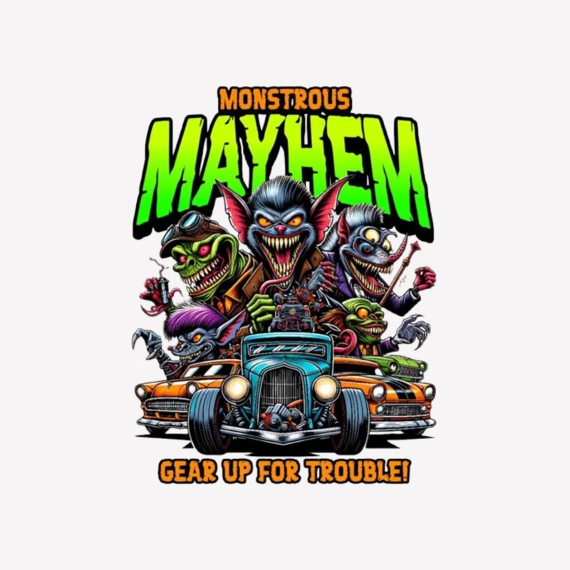 Monstrous Mayhem: Hot Rod Monsters Racing Retro Design Male T-Shirt