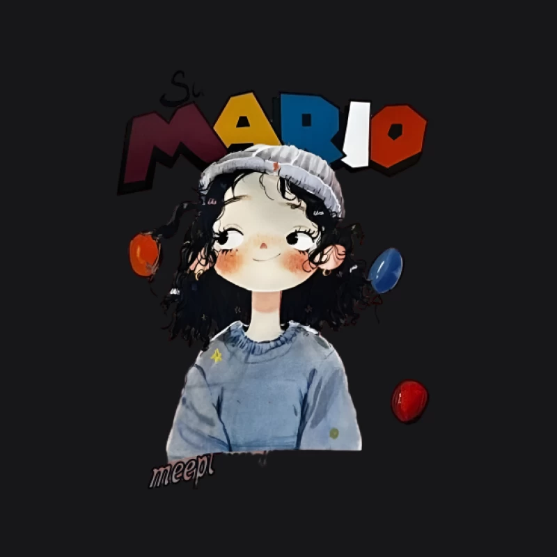 Jeune fille ludique avec bonnet et inscription Mario Femme Sweat à capuche